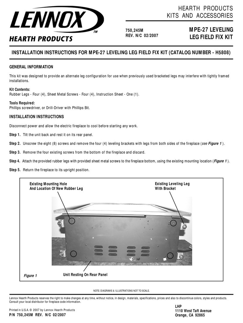 Lennox Hearth Products Leveling Leg  Field Fix Kit MPE-27 installation instructions