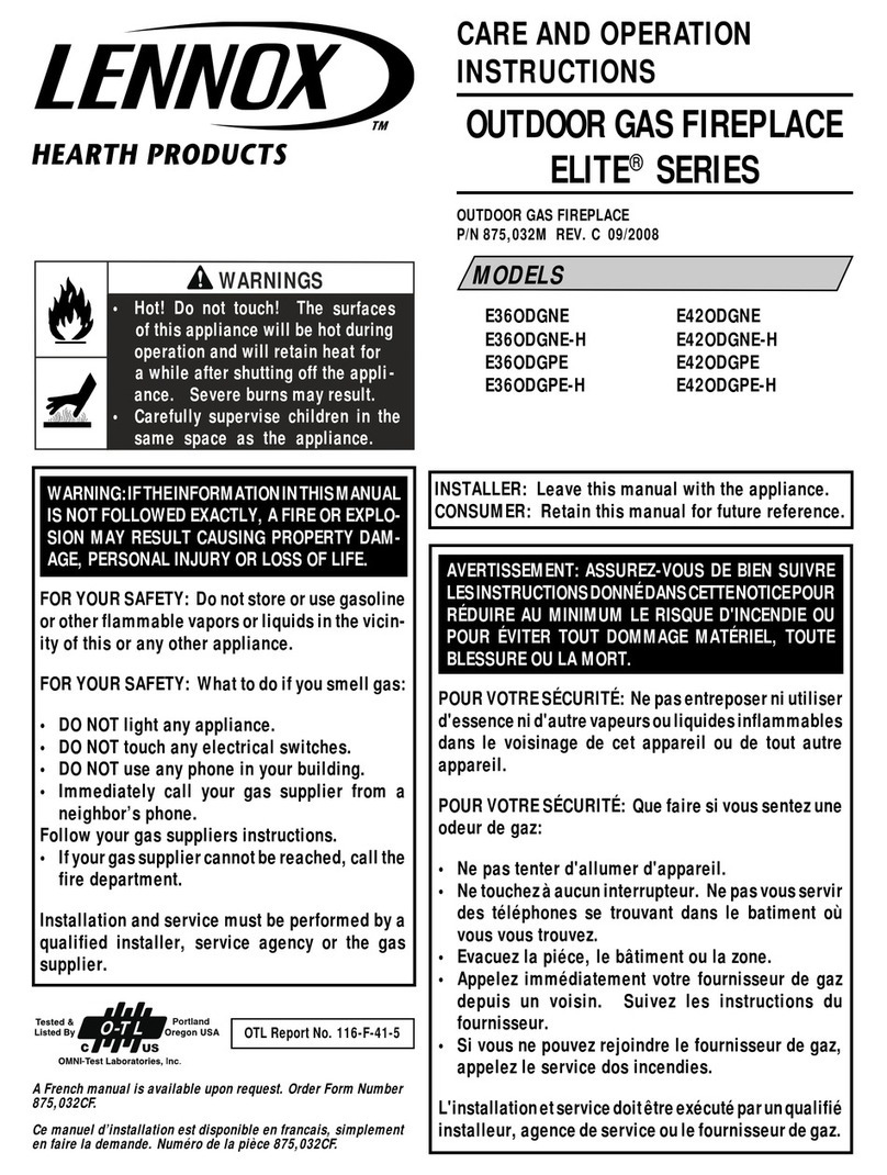 Lennox Hearth Products ELITE E36ODGNE Care and operation instructions