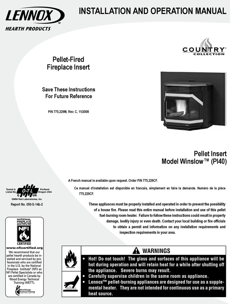 Lennox Hearth Products Winslow PI40 Installation and operation manual Lennox Hearth Products Winslow PI40 Installation and operation manual