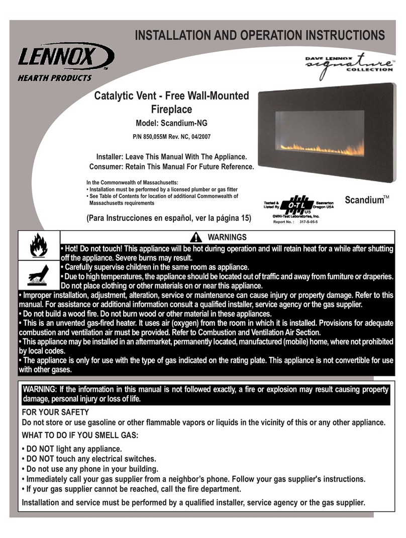 Lennox Hearth Products SCANDIUM-NG Installation and operation instructions