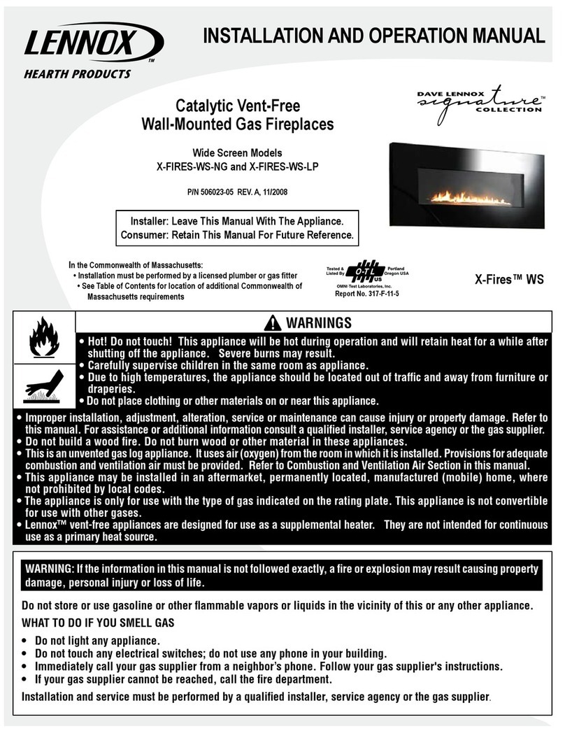 Lennox Hearth Products X-Fires WS Installation and operation manual