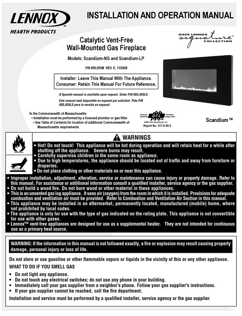 Lennox Hearth Products SCANDIUM-LP Installation and operation manual
