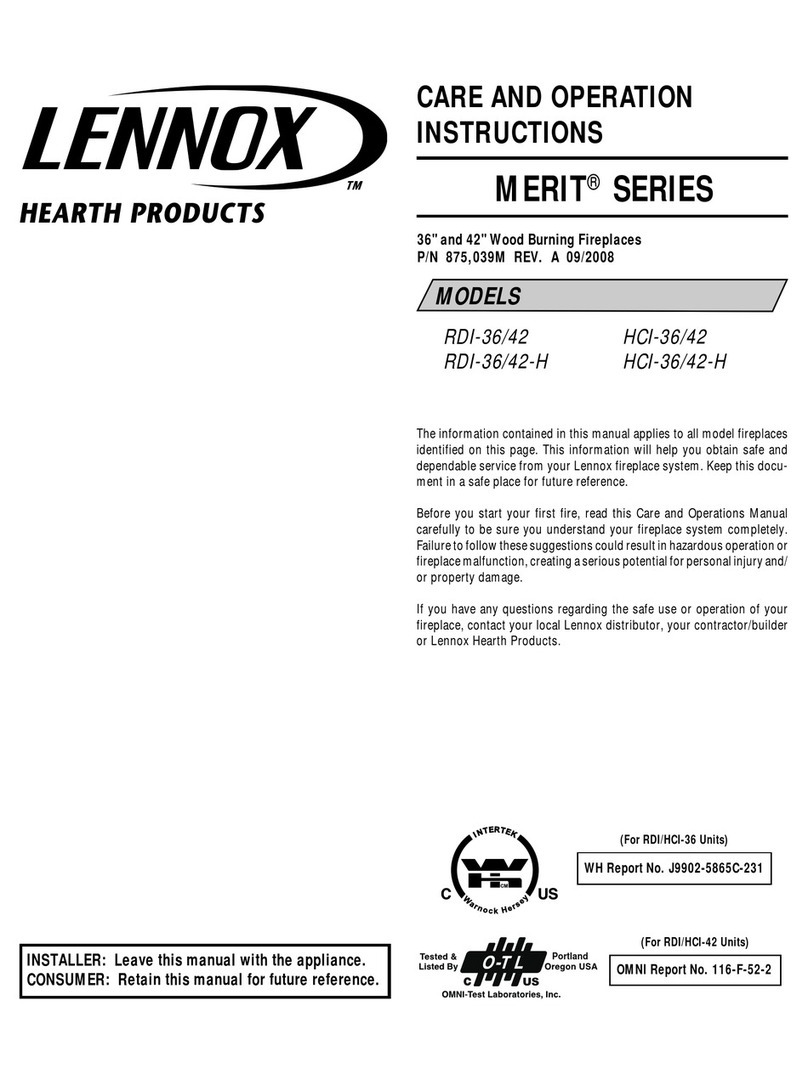 Lennox Hearth Products HCI-36/42 Care and operation instructions Lennox Hearth Products HCI-36/42 Care and operation instructions