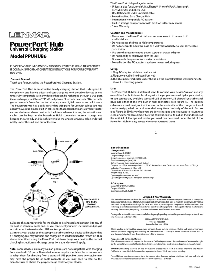 Lenmar PowerPort Hub PPUHUB6 User manual