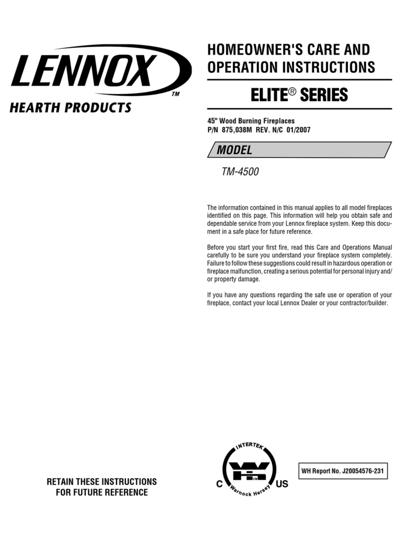 Lennox Hearth Products Elite TM-4500 Care and operation instructions