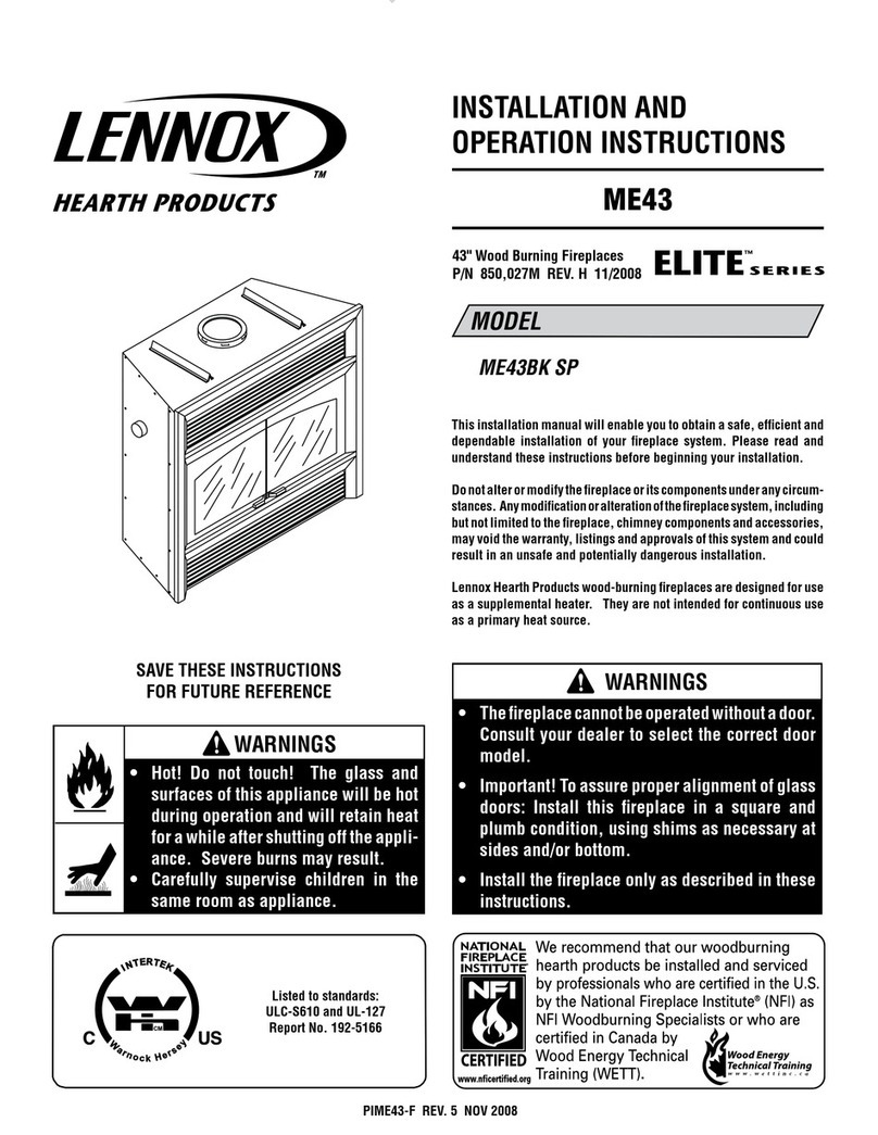 Lennox Hearth Products ELITE ME43BKSP Installation and operation instructions