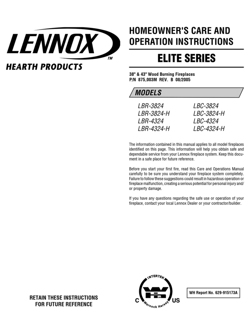 Lennox Hearth Products Elite LBC-3824 Care and operating instructions