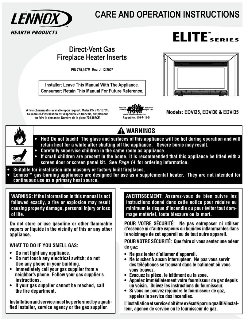 Lennox Hearth Products Elite EDVI30 User manual