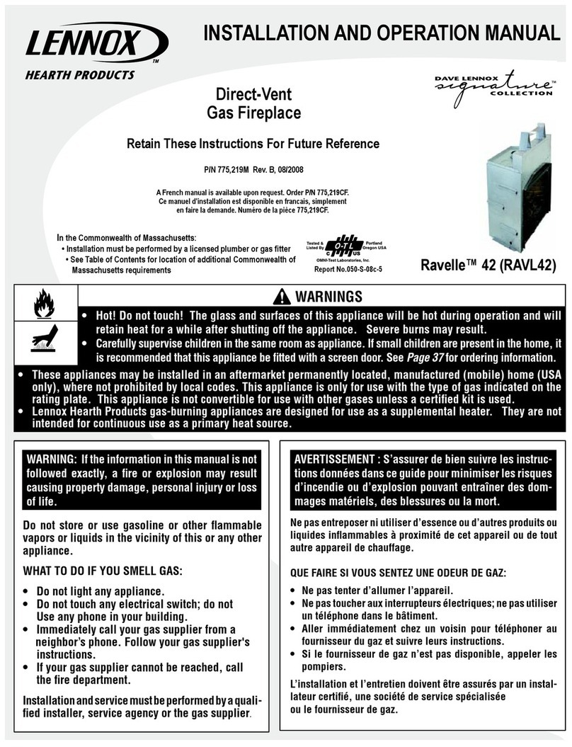Lennox Hearth Products C42 Installation and operation manual
