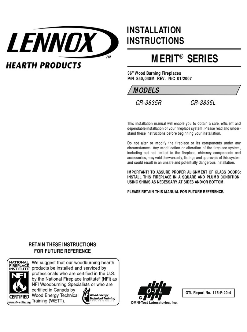 Lennox Hearth Products MERIT CR-3835R installation instructions