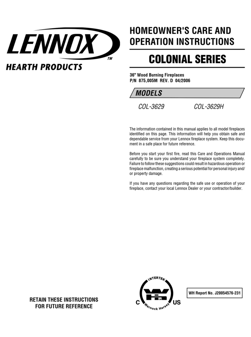 Lennox Hearth Products COLONIAL COL-3629 Homeowner's care and operation instructions