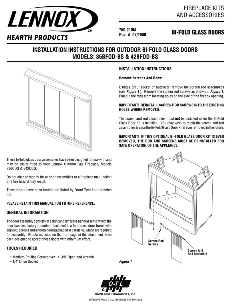 Lennox Hearth Products Bi-Fold Glass Doors 36BFOD-BS installation instructions