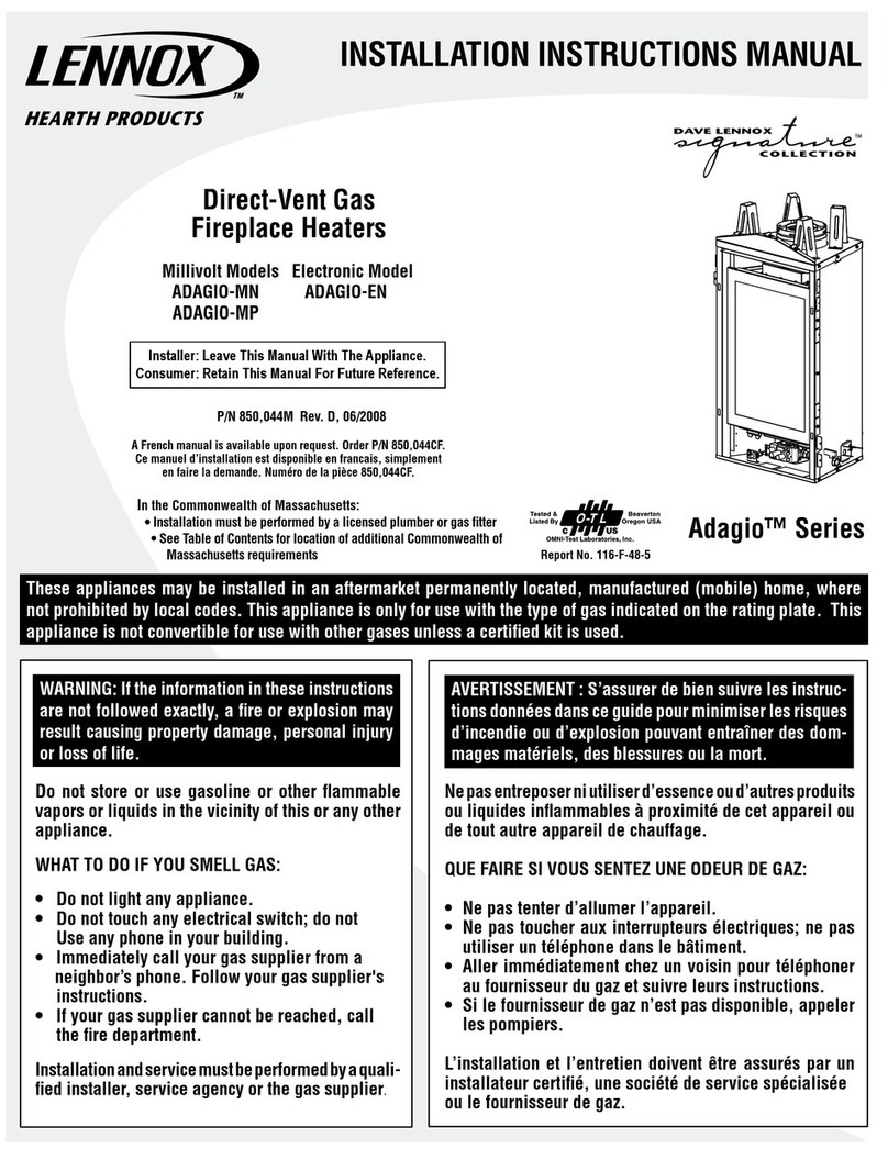 Lennox Hearth Products Adagio ADAGIO-EN installation instructions
