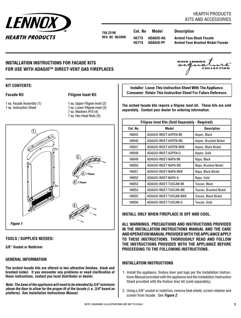 Lennox Hearth Products ADAGIO-AG installation instructions Lennox Hearth Products ADAGIO-AG installation instructions