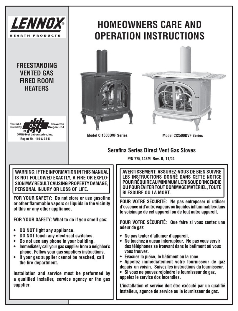 Lennox Hearth Products CI1500DVF Series Care and operation instructions