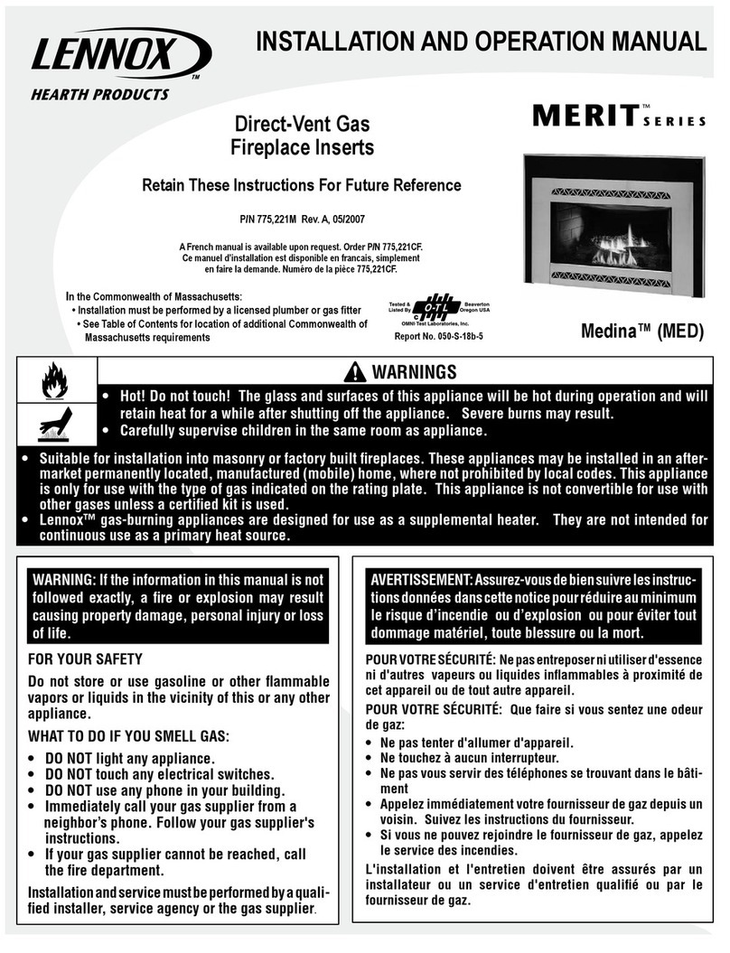 Lennox Hearth Products Direct-Vent Gas Installation and operation manual