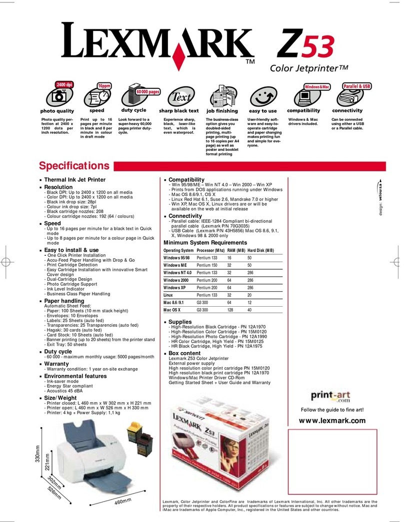 Lexmark Color Jetprinter Z53 User manual