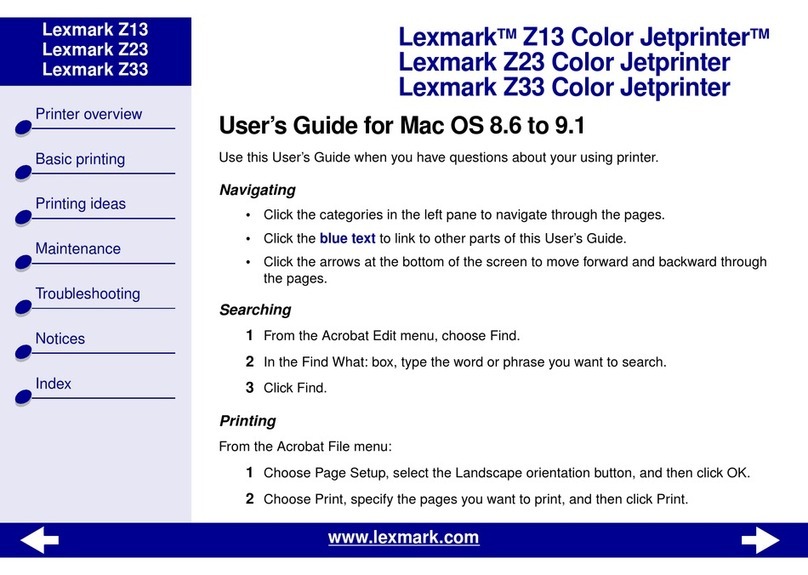 Lexmark Color Jetprinter Z13 User manual