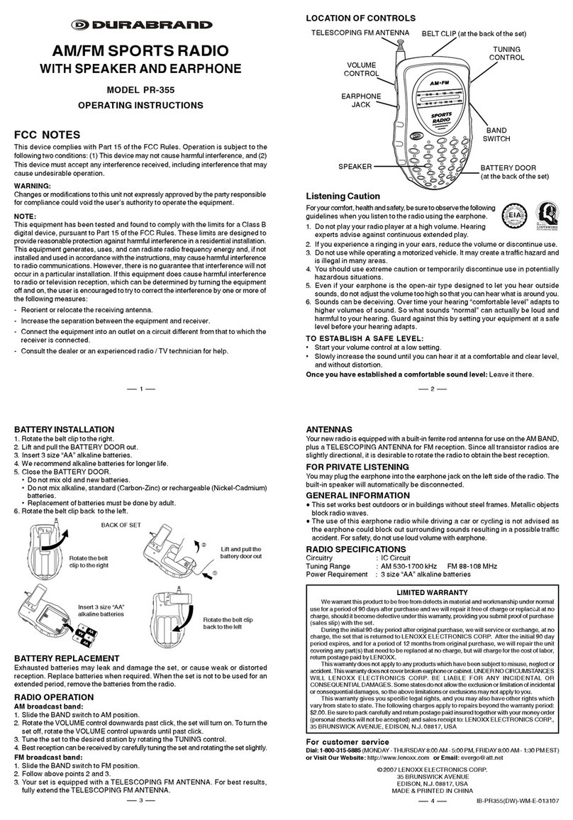 Durabrand PR-355 operating instructions