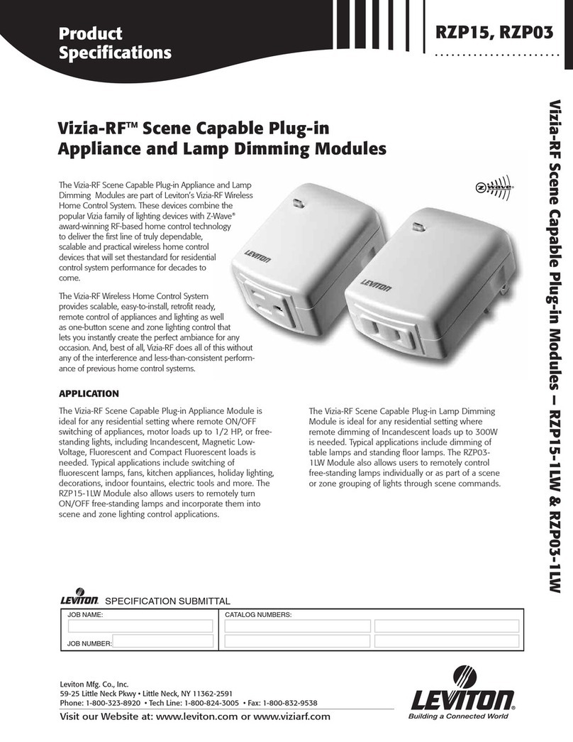 Leviton RZP03-1LW Installation instructions