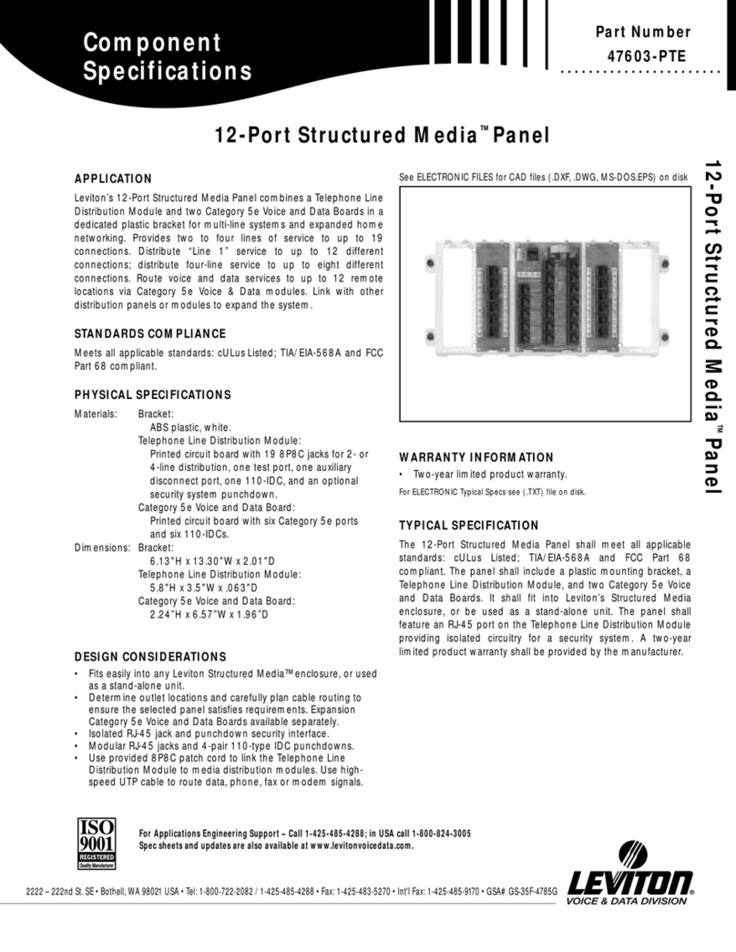 Leviton 12-Port Structured Media Panel 47603-PTE Specifications