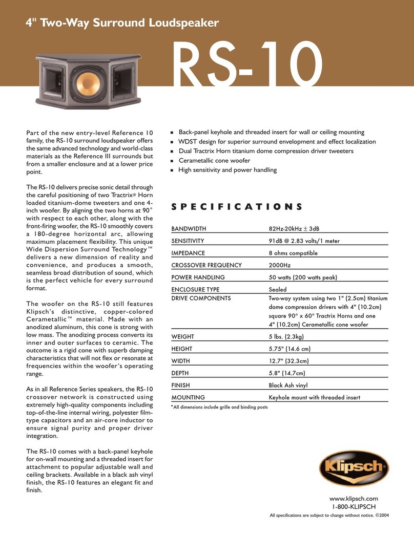 Klipsch Reference Series RS-10 Specifications