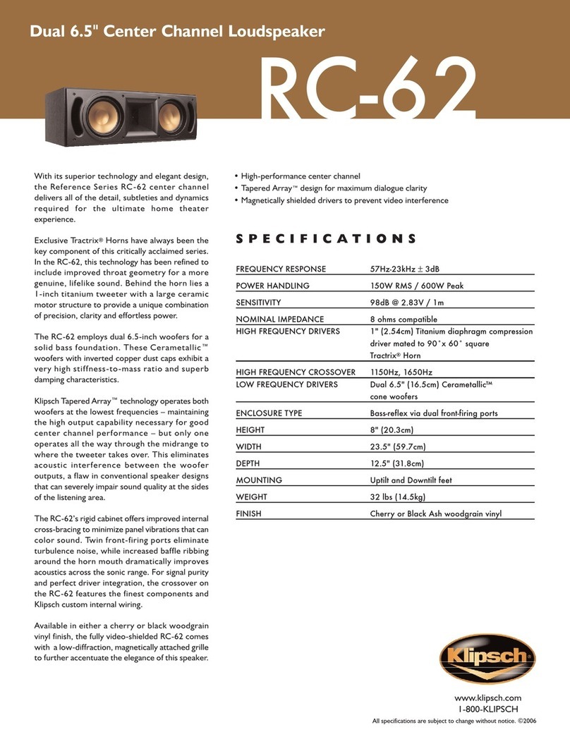 Klipsch RC-62 Specifications
