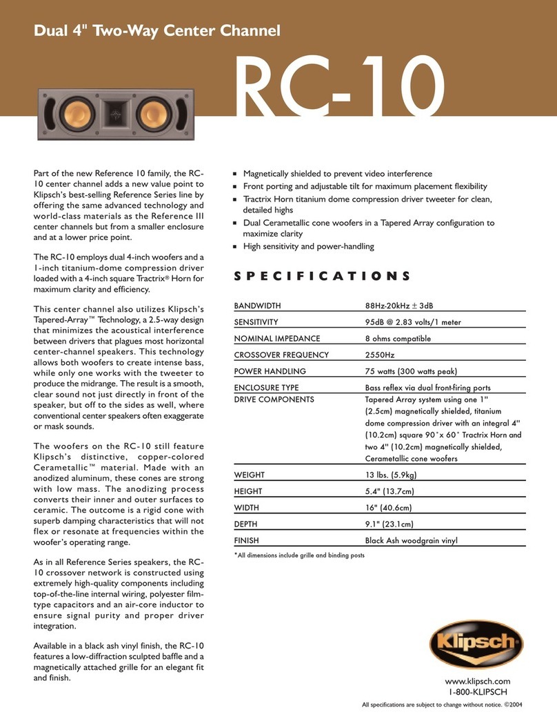 Klipsch RC-10 Specifications