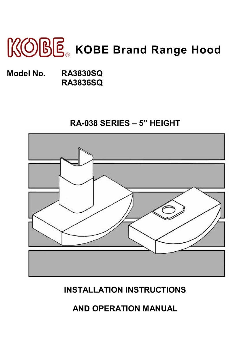 KOBE RA3830SQ Installation instructions and operation manual