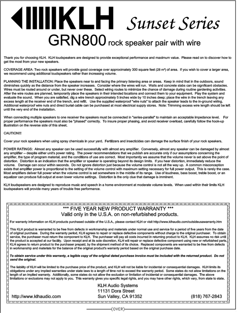 KLH GRN800 user manual