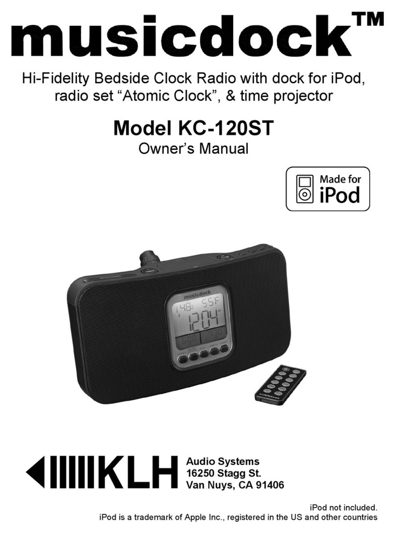 KLH HI-FIDELITY BEDSIDE CLOCK RADIO KC-120ST User manual