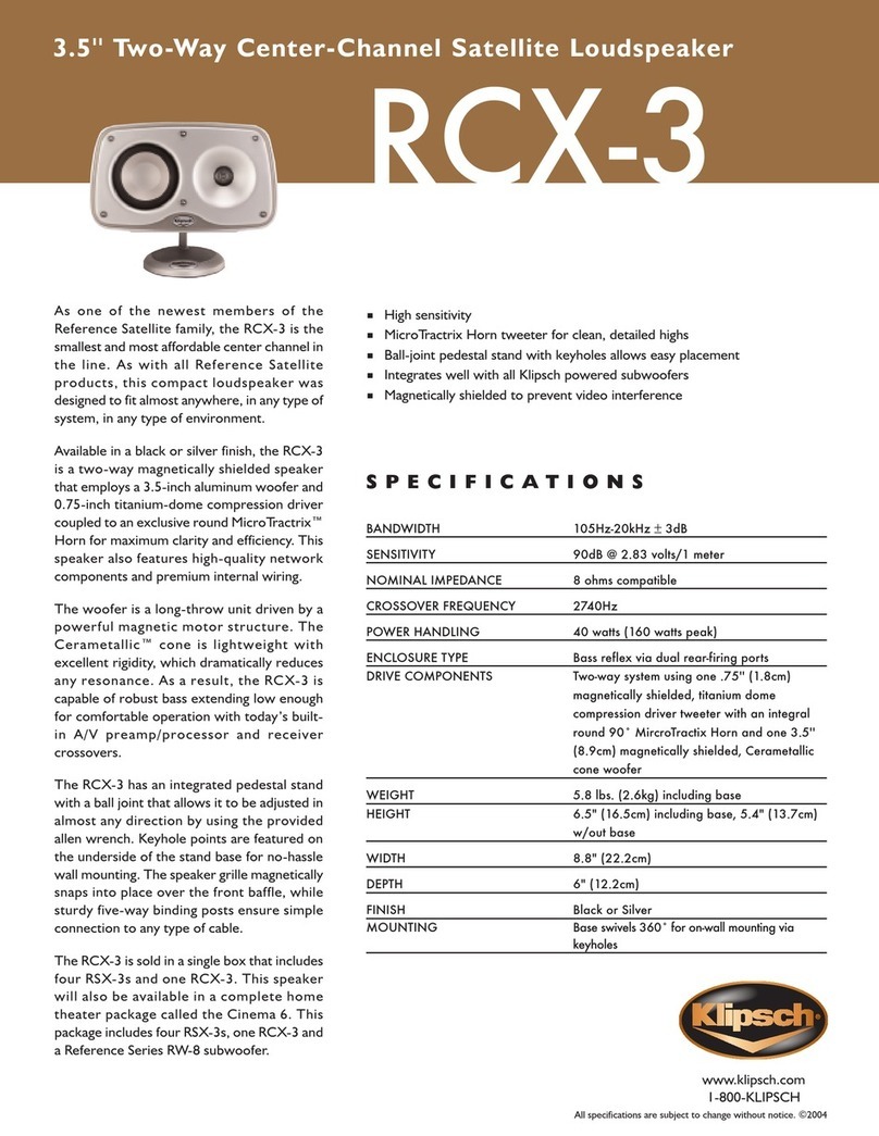 Klipsch RCX-3 Specifications