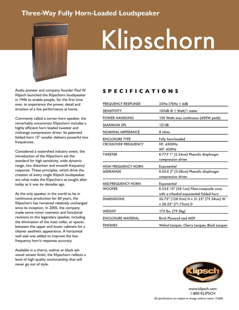 Klipsch Klipschorn Specification sheet