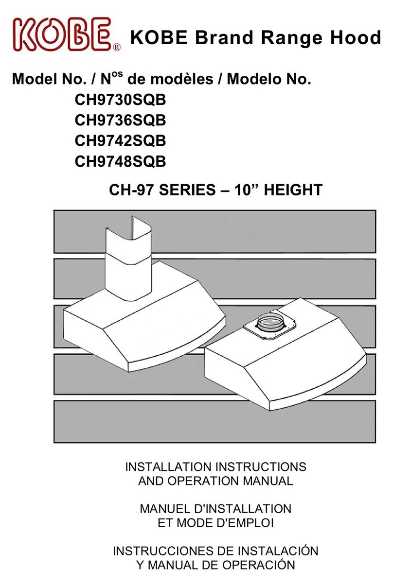 KOBE CH9730SQB Installation instructions and operation manual