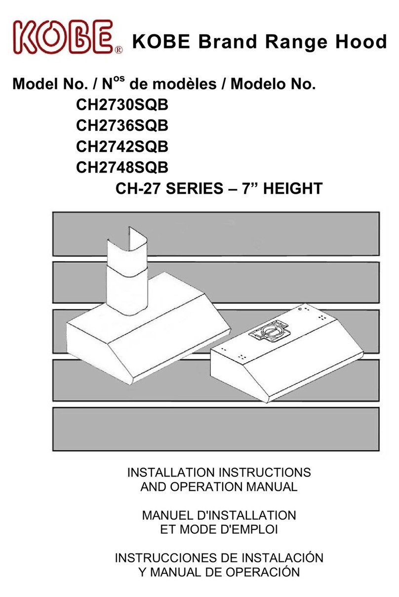 KOBE CH2730SQB Installation instructions and operation manual