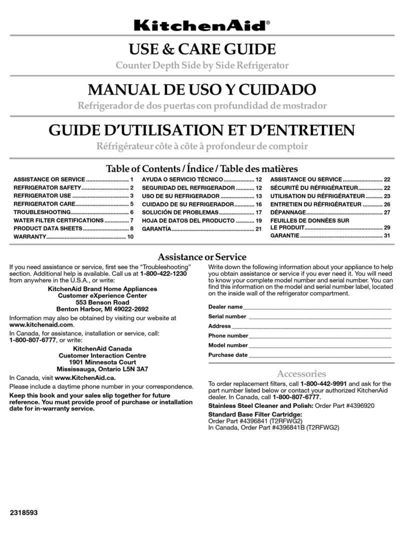 KitchenAid T2RFWG2 Use and care guide