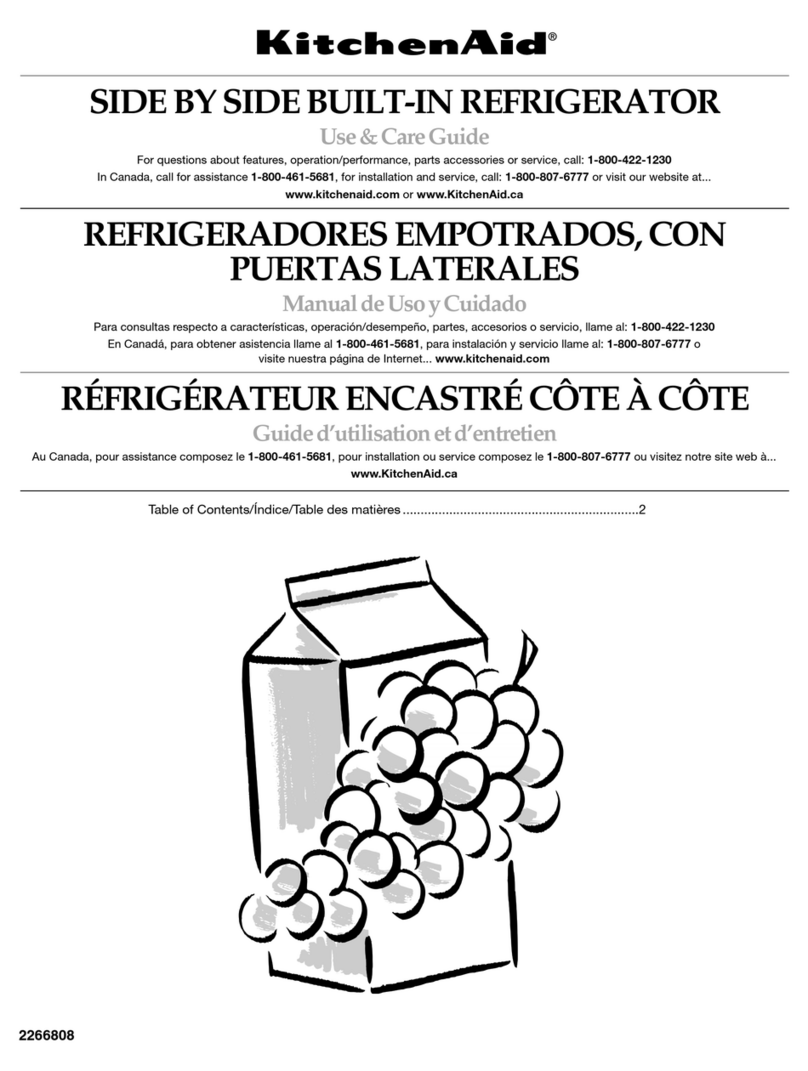 KitchenAid Side-by-Side Referigerator Use and care guide