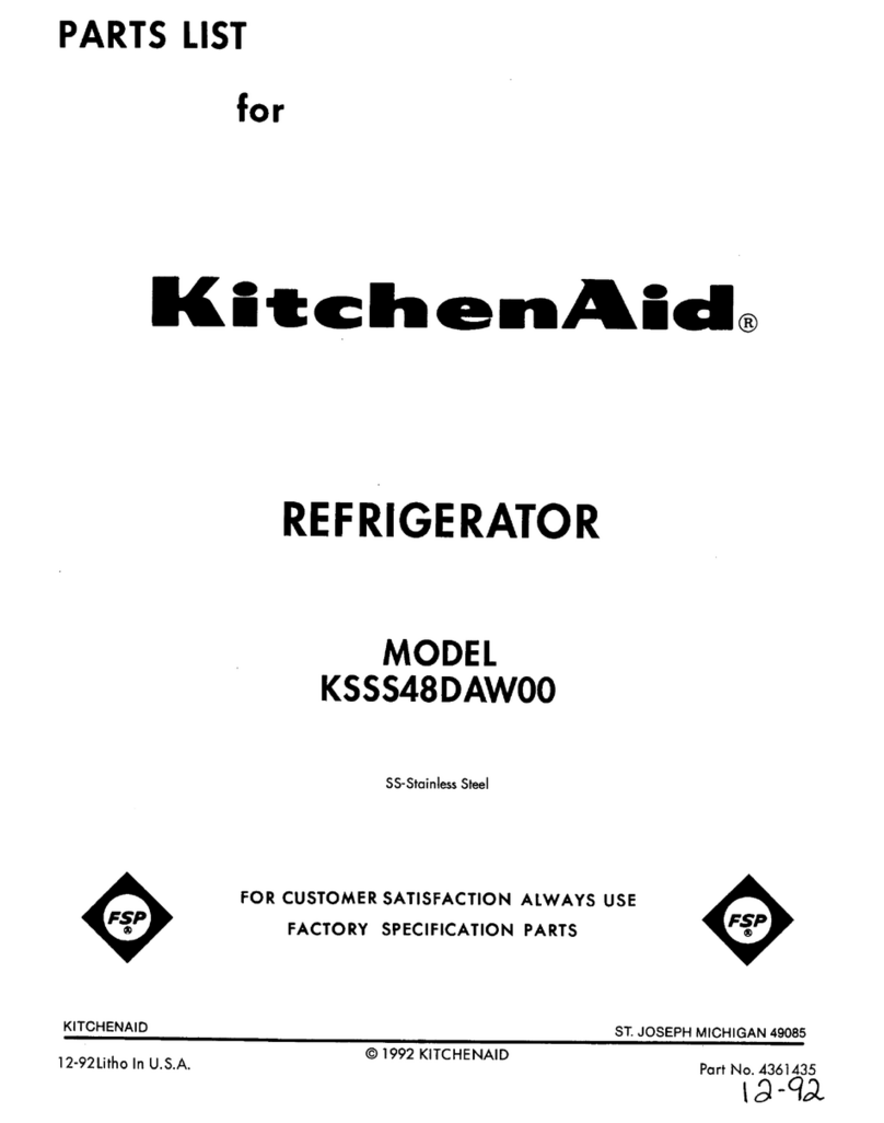 KitchenAid KSSS48DAW00 parts manual