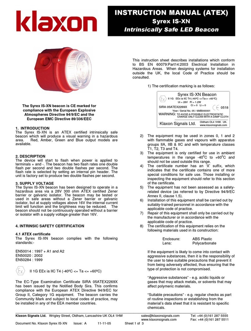 Klaxon Syrex IS-XN User manual