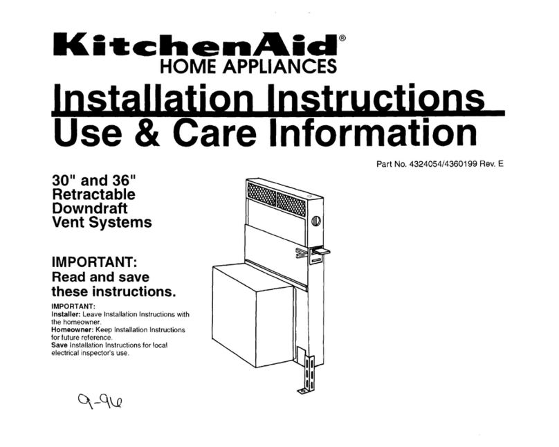 KitchenAid 30" and 36" Retractable Downdraft Vent... installation instructions KitchenAid 30" and 36" Retractable Downdraft Vent... installation instructions