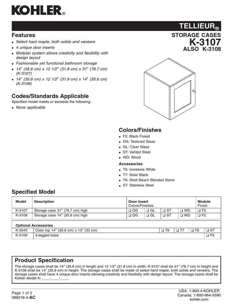 Kohler Tellieur K-3107 Specification sheet