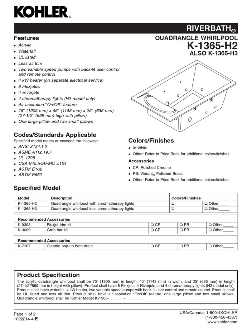 Kohler RiverBath Quadrangle K-1365-H2 User manual Kohler RiverBath Quadrangle K-1365-H2 User manual