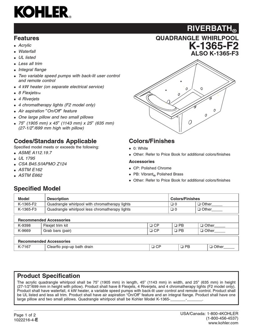 Kohler RiverBath Quadrangle K-1365-F2 User manual