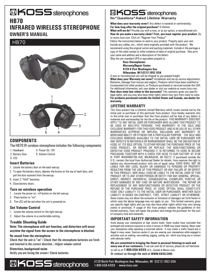 Koss HB 70 User manual