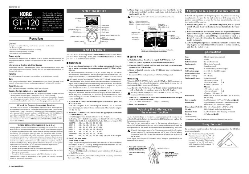 Korg GT-120 owner's manual
