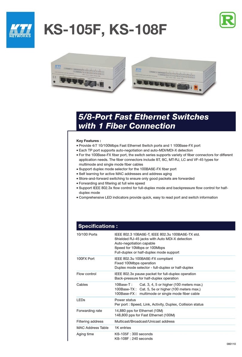 KTI Networks KS-108F Specification sheet