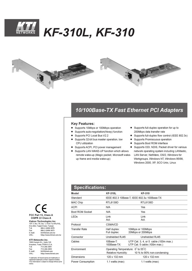 KTI Networks KF-310 Specification sheet