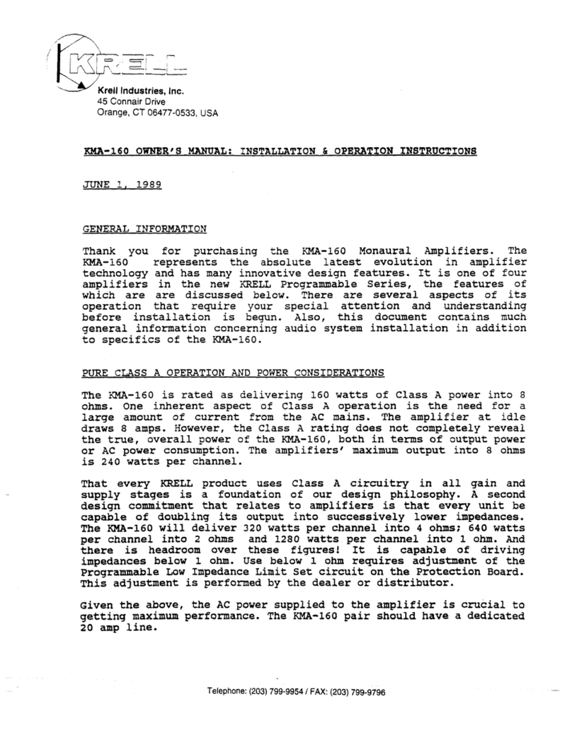 Krell Industries Monaural Amplifiers KMA-160 User manual