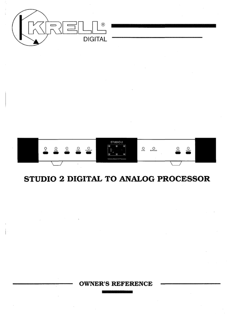 Krell Industries Digital to Analog Processor STUDIO 2 Owner's reference