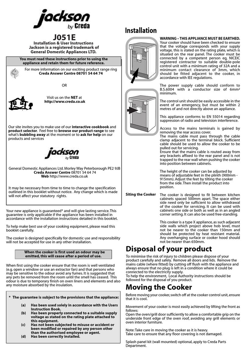 Creda J051E Installation & user's instructions